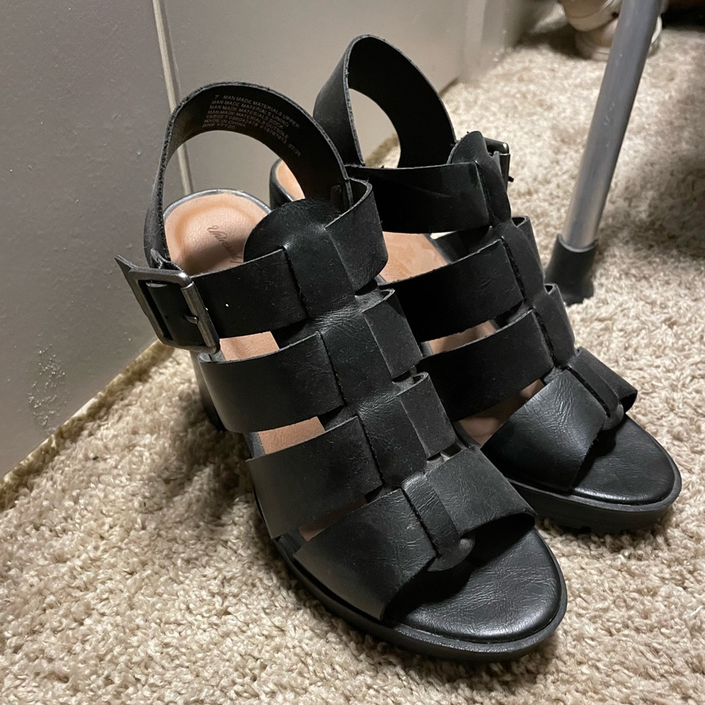 Black chunky heels